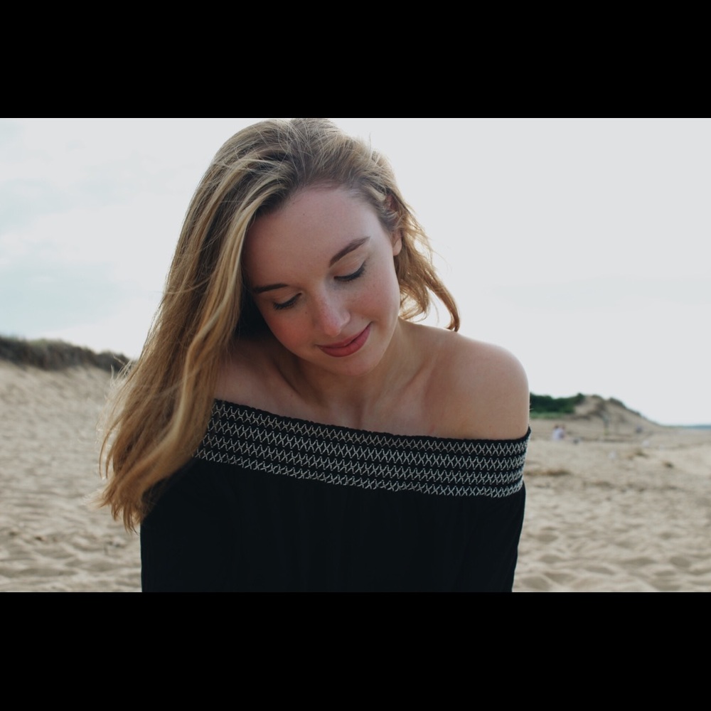 Black cold shoulder top